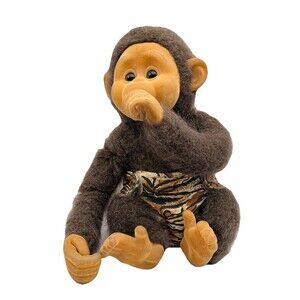Vintage Plush Hosung Chimp Monkey 9” Seated Squeaker Flocked Face Stuffed *flaw*
